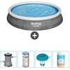 Bestway runder aufblasbarer Fast-Set-Pool   Rattan-Druck   396 x 84 cm...