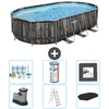 Bestway Oval Power Steel Swimmingpool   610 x 366 x 122   Grau   inklu...