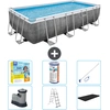 Bestway rechteckiges Power Steel-Schwimmbecken   Rattan-Druck   549 x ...