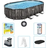 Bestway Oval Power Steel Swimmingpool   610 x 366 x 122   Grau   inklu...