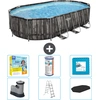 Bestway Oval Power Steel Swimmingpool   610 x 366 x 122   Grau   inklu...