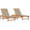 vidaXL Sonnenliegen 2 Stk. mit Tisch Taupe Massivholz Akazie Textilene