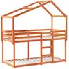 vidaXL Etagenbett mit Dach Wachsbraun 90x190 cm Massivholz Kiefer