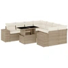 vidaXL 9-tlg. Garten-Sofagarnitur mit Kissen Beige Poly Rattan