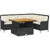 vidaXL 2-tlg. Garten-Sofagarnitur mit Auflagen Schwarz Poly Rattan