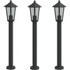 vidaXL Wegeleuchten 3 Stk. Schwarz 80 cm Edelstahl