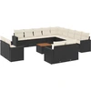 vidaXL 14-tlg. Garten-Sofagarnitur mit Kissen Schwarz Poly Rattan