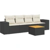vidaXL 5-tlg. Garten-Sofagarnitur mit Kissen Schwarz Poly Rattan
