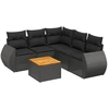 vidaXL 6-tlg. Garten-Sofagarnitur mit Kissen Schwarz Poly Rattan