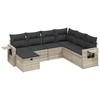 vidaXL 7-tlg. Garten-Sofagarnitur mit Kissen Hellgrau Poly Rattan