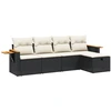 vidaXL 5-tlg. Garten-Sofagarnitur mit Kissen Schwarz Poly Rattan