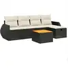 vidaXL 6-tlg. Garten-Sofagarnitur mit Kissen Schwarz Poly Rattan