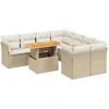 vidaXL 9-tlg. Garten-Sofagarnitur mit Kissen Beige Poly Rattan