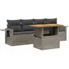 vidaXL 5-tlg. Garten-Sofagarnitur mit Kissen Beige Poly Rattan
