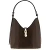 Furla Goccia S Hobo Umhängetasche braun Leder Wildleder Arch