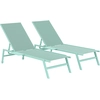 Outsunny Set mit 2 Garten-Sonnenliegen mit Seitentisch, Rückenlehne in...