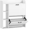 HOMCOM Slim-Schuhschrank mit 2 Klappklappen, Schuhschrank für den Eing...