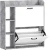 HOMCOM Slim-Schuhschrank platzsparend mit 2 Klapptüren, Schuhschrank f...