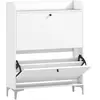 HOMCOM Slim-Schuhschrank mit 2 Klapptüren, Eingangs-Schuhregal mit ver...