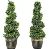 HOMCOM Set 2 künstliche Buchsbaum-Spiralpflanzen 90 cm mit Lavendel, 3...
