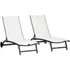 Outsunny Set mit 2 Gartenliegen mit Rollen und 5-fach verstellbarer Rü...