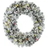 HOMCOM Schneebesetzte Weihnachtsgirlande 60 cm mit 8 LED-Modi, Tartan-...