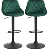 HOMCOM Set 2 Barhocker, Höhenverstellbar mit Metallbasis und Samtsitz,...