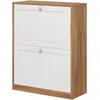 HOMCOM Schuhschrank Slim mit 3 Verstellbaren Regalen auf 2 Ebenen oder...