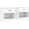 HOMCOM Set 2 Moderne Nachttische mit Schublade und offener Ablage, Nac...
