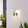 Lindby LED-Außenwandleuchte Lillie, Höhe 19 cm, Edelstahl