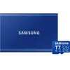 Samsung T7 Portable SSD 2TB Blau + Samsung microSDXC T7 128GB 170 MB/s