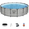 Bestway Steel Pro 5619E, Gerahmter Pool, Leiter, Grau, 67,4 kg