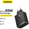 Baseus Cube Pro (65 W, 3 Ports), USB Ladegerät, Schwarz