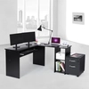 Computertisch schwarz | mit Tastaturauszug und 2 Ablagen | 140 x 120 c...