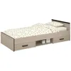 Beige-schwarzes Kinderbett mit Stauraum 90 x 200 cm