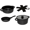 5five Kochgeschirr Set 3-teilig, 24 cm Pfannen und Töpfe in Schwarz   ...