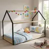 Hausbett PANDA mit Lattenrost / Kinderbett 90x190 cm - Naturholz und S...