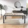 Rechteckiger moderner Tisch aus Aluminium und Keramik Braun - Oviala T...