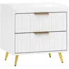 HOMCOM Nachttisch, Nachtschrank mit 2 gerillten Schubladen, goldfarben...
