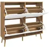 HOMCOM Schuhschrank 4 Klappen, Schuhablage 16 Paare, mit verstellbarem...