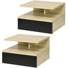 HOMCOM Set mit 2 Wand-Nachttischen - Set mit 2 Nachttischen - Schublad...