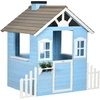 Outsunny Spielhaus für Kinder im Freien Spielhaus aus Holz mit Tür und...