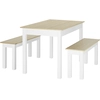 HOMCOM 3-teiliges Esszimmertisch-Set mit 2 unterstellbaren Bänken für ...
