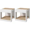 HOMCOM Set aus 2 Beistelltischen Sofatisch Nachttisch Holzoptik weiß u...