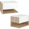 HOMCOM Set aus 2 Wand-Nachttischen - Set aus 2 Nachtischen - Ausziehba...
