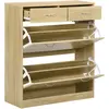 HOMCOM Schuhschrank Schuhablage - 2 Schubladen und 2 klappbare Türen m...