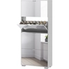 HOMCOM Schuhschrank 2 in 1 Schmaler Schuhschrank mit Spiegelfronten, 4...