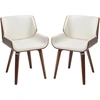 HOMCOM Set mit 2 Vintage-Stühlen für das Esszimmer, weißes Kunstleder-...