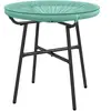 Outsunny Runder Gartentisch aus Rattanimitat mit Metallstruktur und ge...