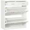 HOMCOM Schuhschrank Schuhablage - 2 Schubladen und 2 klappbare Türen m...